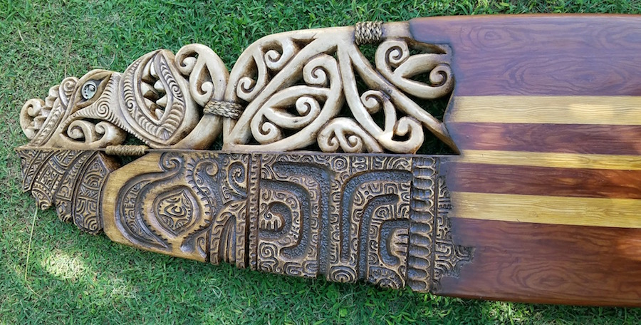 South Sea Arts Hawaiian Surfboard Carving