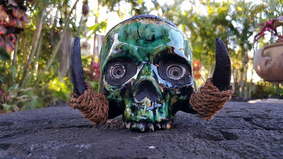 Mixed Media Trophy Skull by Gecko of South Sea Arts