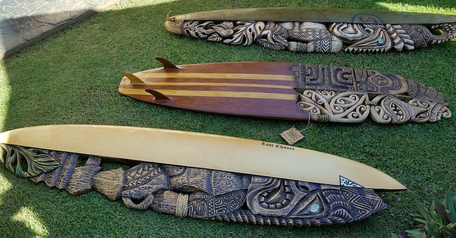 South Sea Arts Hawaiian Surfboard Carving