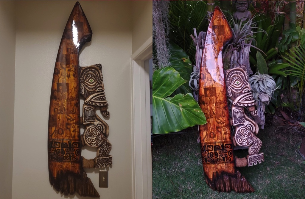surfboard carving tiki